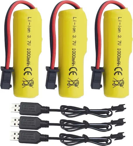3 unids 3.7 V 1000 mAh batería de iones de litio con cable de carga USB para 1220A TB202 TB201 TM201 TM202 TC141 DE35 DE38 DE40 DE50 RC Stunt Car