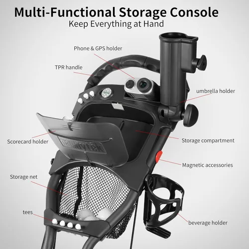 Miniatura 4 de Caddytek CaddyLite ONE-Swivel V8 - Carrito de golf plegable de 3 ruedas con un clic, ligero, con una rueda delantera giratoria de 360°, mango Lima