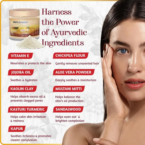 Miniatura 6 de Chickpea & Kasturi Turmeric - Polvo de depilación facial para hombres y mujeres, mentón, mandíbula y labios superiores, máscara depiladora
