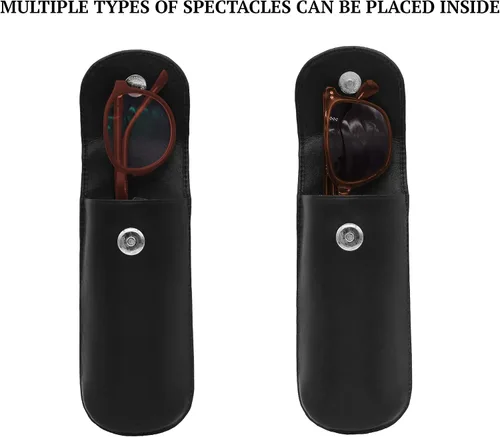 Miniatura 5 de Funda rígida para gafas de cuero genuino de grano completo para hombres y mujeres