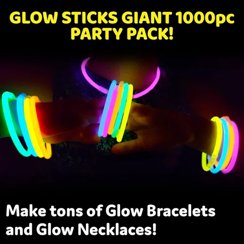 Miniatura 4 de PartySticks Paquete de 1000 unidades de palillos luminosos para fiestas, palos luminosos que brillan en la oscuridad de 8 pulgadas, decoraciones
