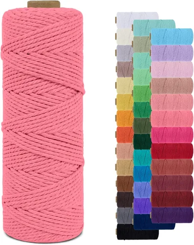 Miniatura 15 de Cuerda de macramé de 0.079 in para 219 yardas, cuerda de algodón natural para manualidades, hilo de cuerda de macramé de colores para colgar