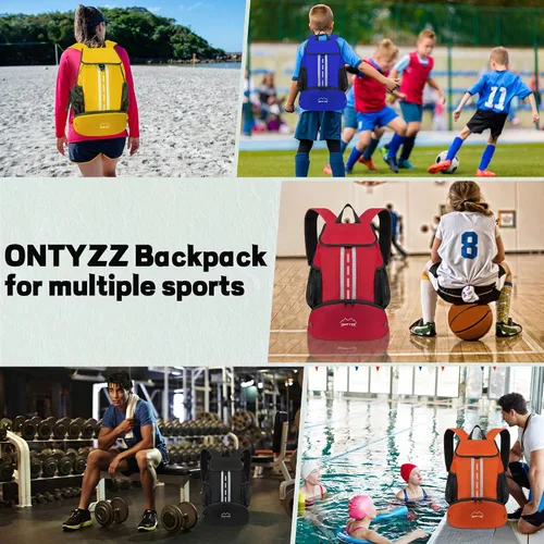 Miniatura 6 de ONTYZZ - Mochila deportiva estilo básico con cierre de cordón, mochila de baloncesto con compartimento para zapatos, bolsa de playa con separación