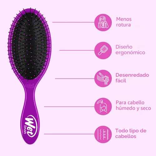 Miniatura 4 de Wet Brush - Cepillo desenredante original con cerdas ultrasuaves IntelliFlex, color morado, que se desliza a través de los nudos con facilidad