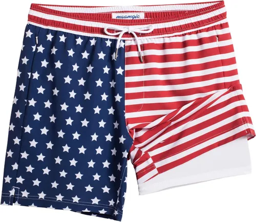 maamgic Traje de Baño para Hombre 2 en 1, Pantalones Cortos de Natación de 17.8 cm para Hombre, Trajes de Baño, Pantalones Cortos de Tabla
