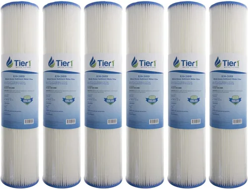 Miniatura 12 de Tier1 Filtro de agua de 30 micras de 20 x 4.5 pulgadas Filtro de agua de sedimentos para toda la casa Cartucho de poliéster plisado Reemplazo