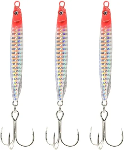 Miniatura 16 de Saltwater Fishing Lures Fishing Jigs Fishing Spoons for Striped bass, Pompano, Spanish Mackerel ，Bluefish Plata (3 piezas)