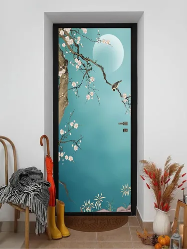 Miniatura 22 de artfanke Adhesivos 3D para puerta, 30.3 x 78.7 pulgadas, papel tapiz de piedra para puerta de escalera de piedra, calcomanías autoadhesivas