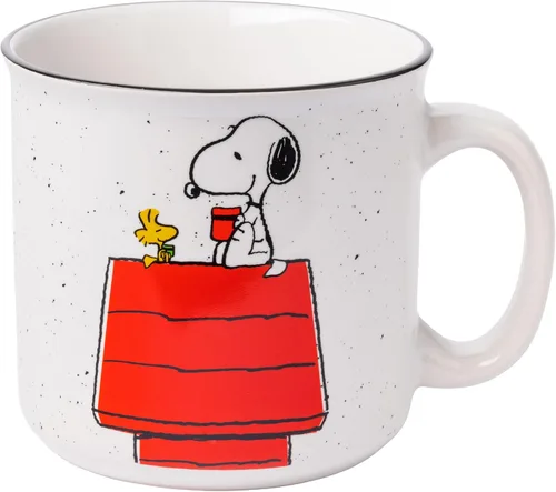 Miniatura 7 de Silver Buffalo Peanuts Snoopy - Tarro de cristal con tapa y pajita, 21 onzas