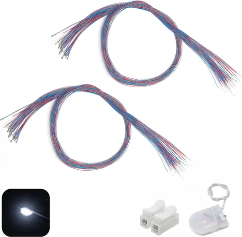 Miniatura 10 de 50 piezas pre-cableadas micro LED pre-soldadas 0402 SMD LED con accesorios de montaje para la construcción de modelos principiantes