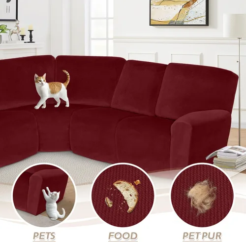 Miniatura 148 de Arfntevss Fundas de sofá seccional reclinable de terciopelo, Funda de sofá seccional de esquina para sofá reclinable, Funda elástica suave