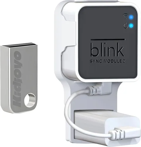 Unidad flash USB Blink de 256 GB y soporte de pared para Blink Sync Module 2 con cable corto, ahorra espacio, sin cables desordenados, soporte de