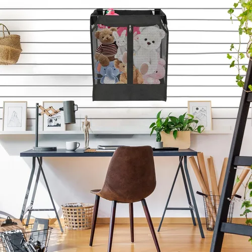 Miniatura 3 de Kokone Cesta colgante de pared para paredes de listones, cesta de almacenamiento de malla para pared de tablones, organizador de almacenamiento