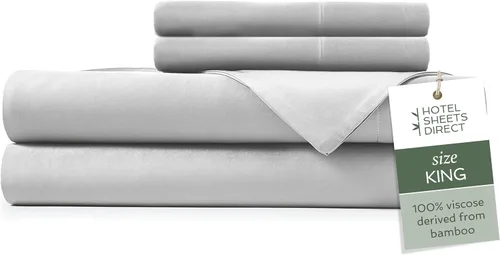 Miniatura 40 de Hotel Sheets Direct Juego de Sábanas de Cama de 4 Piezas, Tamaño California King, 100% Viscosa Derivada de Bambú, Juego de Sábanas con 2 Fundas