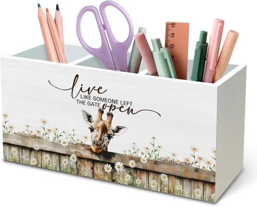 Miniatura 9 de DILSJ Organizador inspirador de 2 compartimentos para lápices, organizador para escritorio, amantes de los pollos regalos para mujeres, Live Like