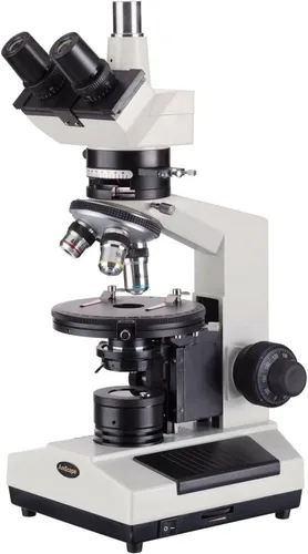 Miniatura 5 de AmScope Microscopio binocular polarizador PZ200BA, oculares WF10x y WF16x, aumento 40X-640X, objetivos acromáticos de plan sin tensión