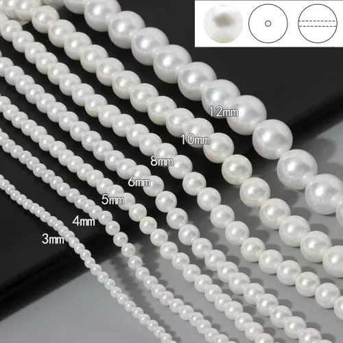 Miniatura 3 de 4000 cuentas de perlas blancas de 0.118 pulgadas, 0.117 pulgadas, 0.178 pulgadas, perlas blancas redondas con agujeros para costura, manualidades