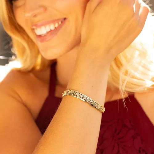 Miniatura 2 de LIFETIME JEWELRY Pulsera de filigrana para mujeres y hombres, dije chapado en oro real de 24 quilates, Chapado en oro, N_A
