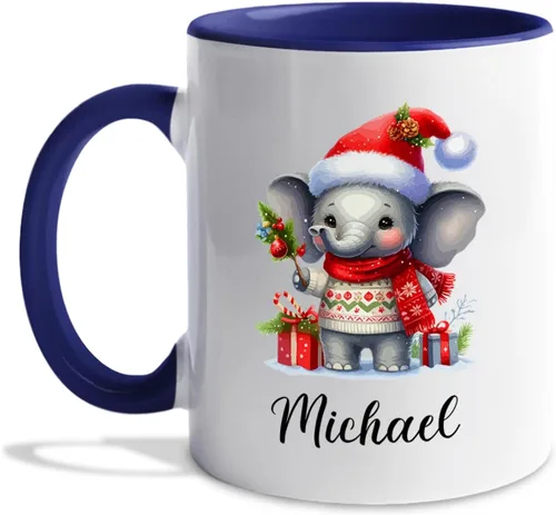 Miniatura 24 de Taza de café de Papá Noel con nombre personalizado – Taza de Papá Noel personalizada, 11 onzas y 15 onzas, bonita taza de cerámica blanca regalo