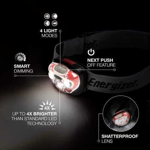 Miniatura 2 de Energizer Linterna frontal industrial, resistente al agua, luz LED brillante para sombrero, luz de trabajo duradera, baterías incluidas, paquete de 2