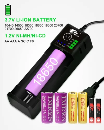 Miniatura 5 de IMREN Cargador de Batería 18650 de Una Sola Ranura, Cargador de Iones de Litio de 3.7V para Baterías 18650 18500 18350 20700 21700 26650