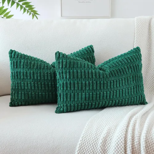Miniatura 16 de OTOSTAR - Paquete de 2 fundas de cojín decorativas de pana suaves y a rayas estilo boho, fundas de cojín cuadradas para decoración del hogar, fundas