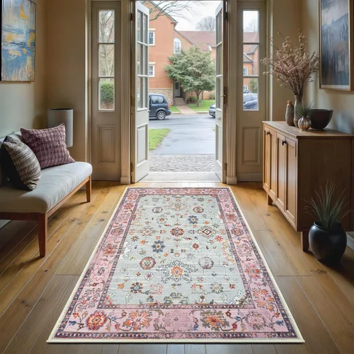 Miniatura 22 de GLN Rugs Traditional Collection - Alfombra de felpilla lavable a máquina, tradicional, antideslizante, alfombra de felpilla de pelo bajo, para sala
