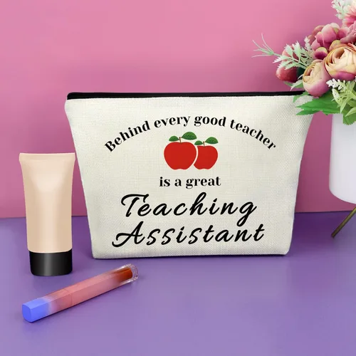 Miniatura 2 de Sazuwu Bolsa de maquillaje para profesores, Detrás de cada buen maestro hay un gran asistente de enseñanza, Impreso/Gráfico