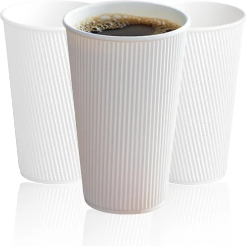 Pantryware Essentials Fundas de café PE, 10 oz - 20 oz. Tazas (paquete de 100), Kraft natural