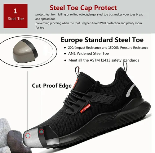 Miniatura 2 de ulogu Steel Toe Sneakers for Men Women Breathable and Lightweight Safety Construction Work Shoe