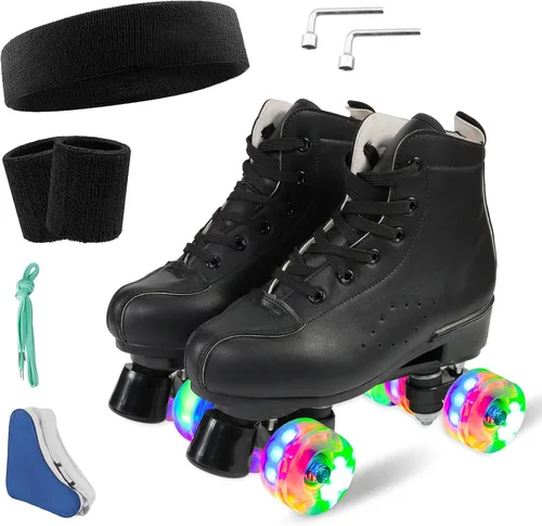 Miniatura 7 de Wiwiy Patines de Rodillo para Mujeres y Hombres - Cuatro Patines de Cuatro Ruedas Brillantes Ajustables