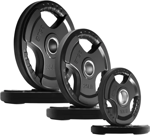Miniatura 18 de RitFit Weight Plates for Barbell, 2-Inch Olympic Rubber Grip Plates for Weightlifting and Strength Training in Home & Gym, Single, Pair and Sets