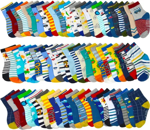 Miniatura 8 de SkiBeaut Calcetines antideslizantes para niños y niñas de 1 a 7 años, 12 pares de calcetines para niños y niñas