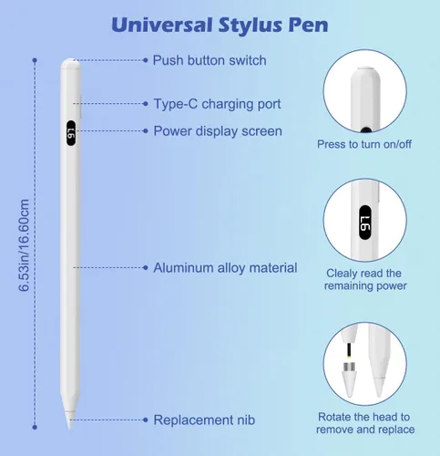Miniatura 5 de MoKo Lápiz óptico para pantallas táctiles, lápiz capacitivo de carga rápida para Apple iPad/iPhone/Samsung/Lenovo/iOS/Android/ Tablets&Smart Phone