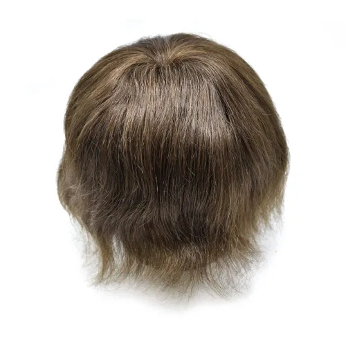 Miniatura 7 de Tupé para hombre, cabello humano real, suave encaje suizo frontal, tupé para hombres, cabello ondulado, línea capilar natural, sistema de reemplazo