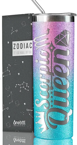 Miniatura 19 de Regalos del zodiaco Onebttl para mujeres, mejores regalos de cumpleaños para amigas, vaso de 20 oz de acero inoxidable, logotipo grabado en negro