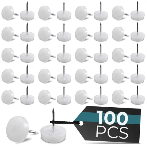 100 patas de plástico para muebles, deslizadores de uñas de 0.6 x 0.7 pulgadas, duraderas, fáciles de instalar, perfil bajo, deslizamiento suave,