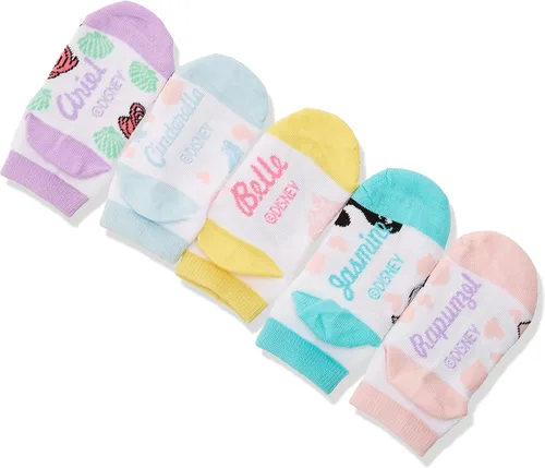 Miniatura 3 de Disney Princess - Calcetines cortos para niñas paquete de 5
