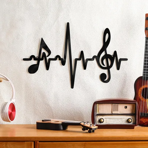 Blulu Letrero de Decoración de Pared de Notas Musicales de Metal Letrero Vintage de Arte de Pared de Latido Musical Letrero de Notas Colgante