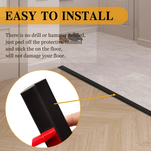 Miniatura 5 de BNELL Tira de molduras para bordes de alfombras y pisos, Tira de transición de piso autoadhesiva de PVC, Umbrales para puertas con una altura menor