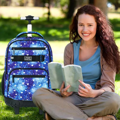 Miniatura 2 de 3 piezas de mochila rodante para mujeres y hombres, bolsa de 21 pulgadas para adultos con ruedas, juego de mochilas con ruedas para niñas y niños