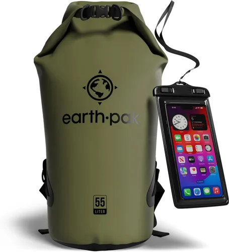 Miniatura 16 de Earth Pak Bolsa Seca Impermeable - Mochila Impermeable de Cierre Enrollable Superior Mantiene el Equipo Seco para Kayak con Funda Impermeable