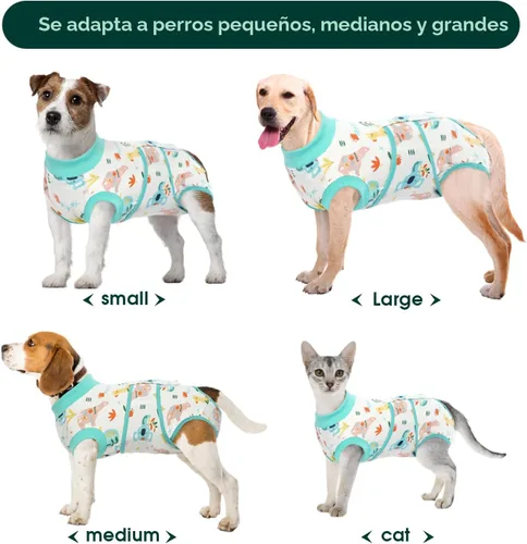 Miniatura 3 de Kuoser - Traje de recuperación posterior a la cirugía para perros y gatos, camisa profesional y vendaje de heridas abdominales, reemplaza collar