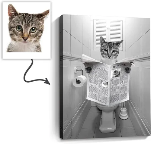 Miniatura 29 de Fotos personalizadas de mascotas en lienzo para pared Arte de baño personalizado Lindo perro gato en bañera Impresiones, divertidos animales Foto