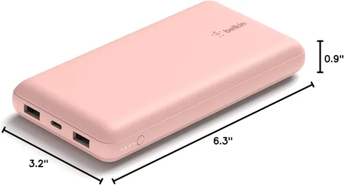Miniatura 14 de Belkin Cargador portátil, banco de energía USB C de 20000 mAh con 1 puerto USB-C y 2 puertos USB-A, 15 W con cable tipo A a tipo C - iPhone 17, Air