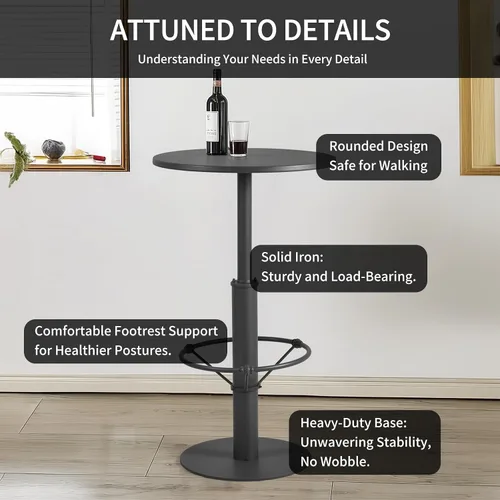 Miniatura 4 de Mesa de bar retro industrial de 41.3 pulgadas de alto, moderna mesa pequeña de bistró para 2-3 personas, mesa de metal para patio al aire libre