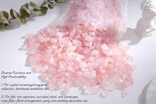 Miniatura 2 de Grava de cristal de cuarzo rosa, piedras trituradas, piedras curativas a granel, piedras naturales pulidas, decoración del hogar, guijarros pequeños