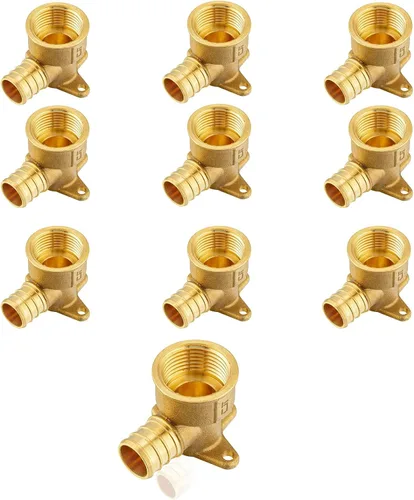 Miniatura 16 de Paquete de 5 accesorios PEX, adaptador de codo de oreja NPT roscado hembra Pex de 1/2 pulgadas x 1/2 pulgadas, accesorios de engarce de latón