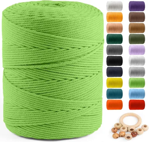 Miniatura 71 de Cuerda de algodón para macramé de 5 mm x 109 yardas, ZUEXT 100% natural hecha a mano, cuerda de algodón trenzada de 4 hebras para colgar plantas