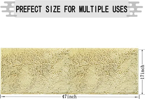 Miniatura 2 de Alfombras de baño 47x17 pulgadas, súper absorbentes, suaves, gruesas, lavables a máquina, alfombra de baño de chenilla, antideslizante para piso